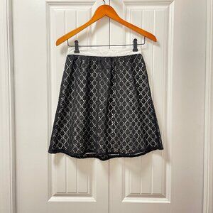 KENSIE Black Floral Lace Satin Skirt - Size 4